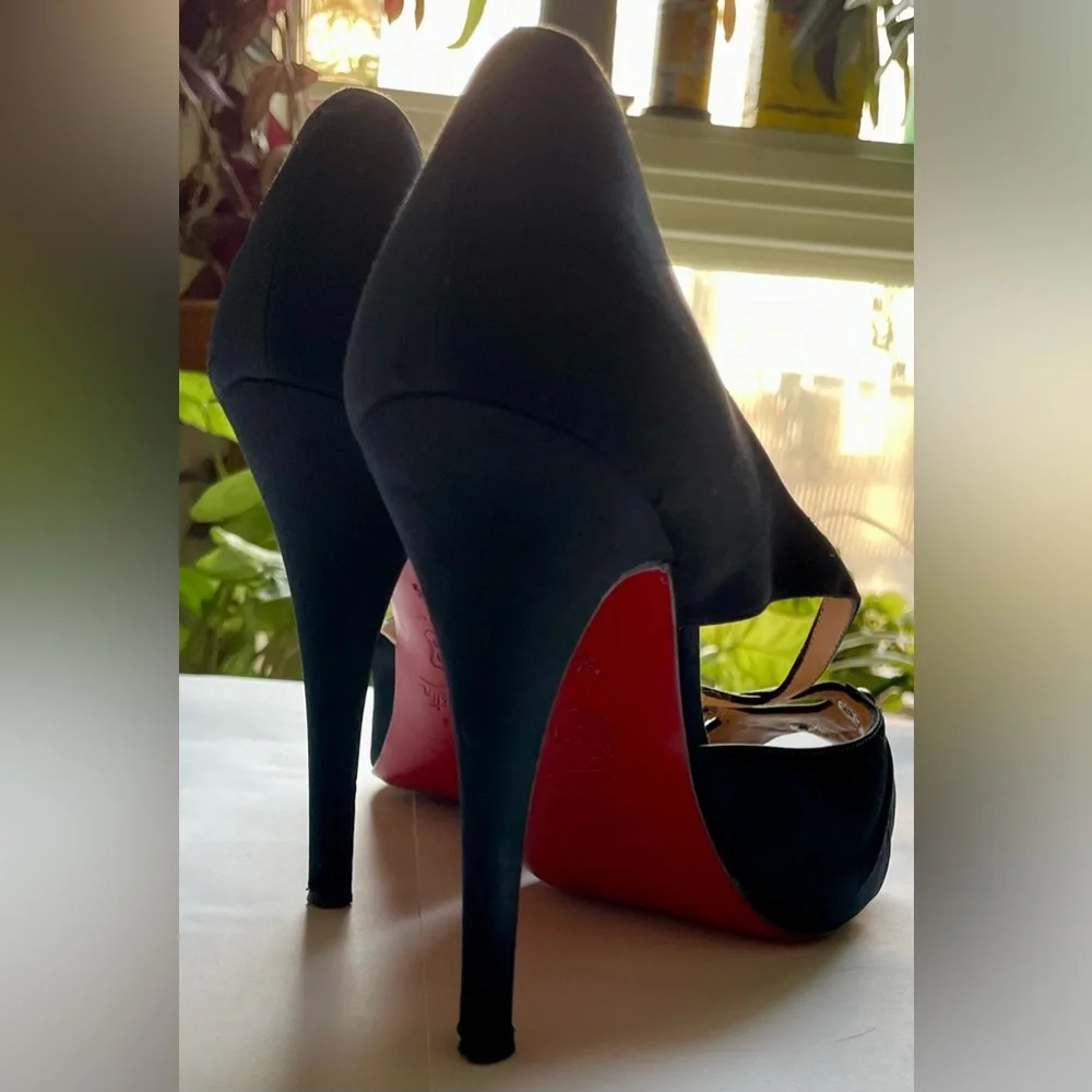 Christian Louboutin Satin Studded Accents T-strap Pumps - Picture 7 of 16